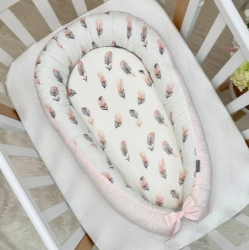 Protecție pentru somn - Baby nest co-sleeping Feather roz